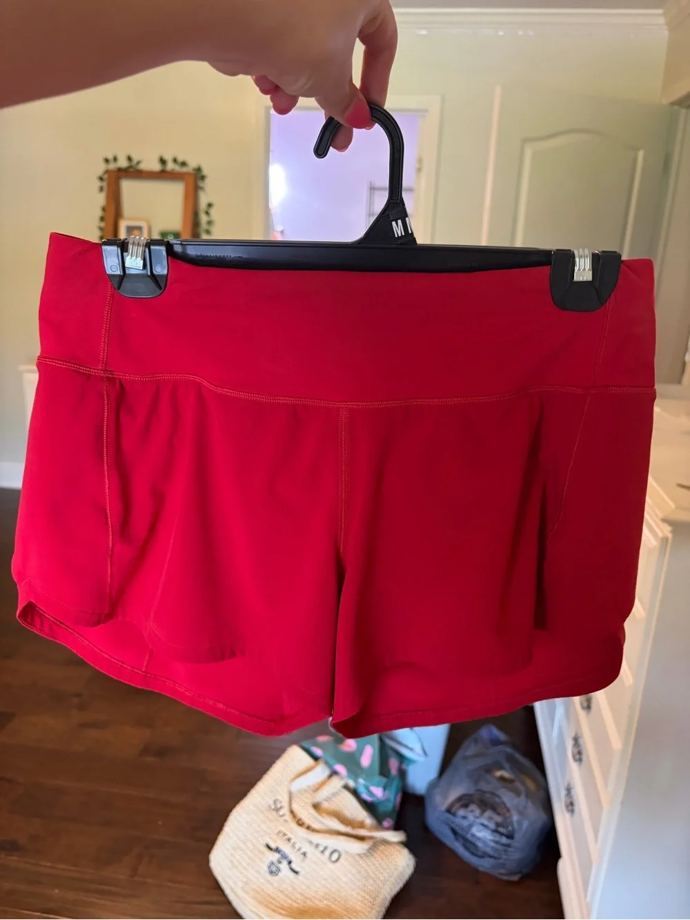 Red Lululemon Speed Up shorts